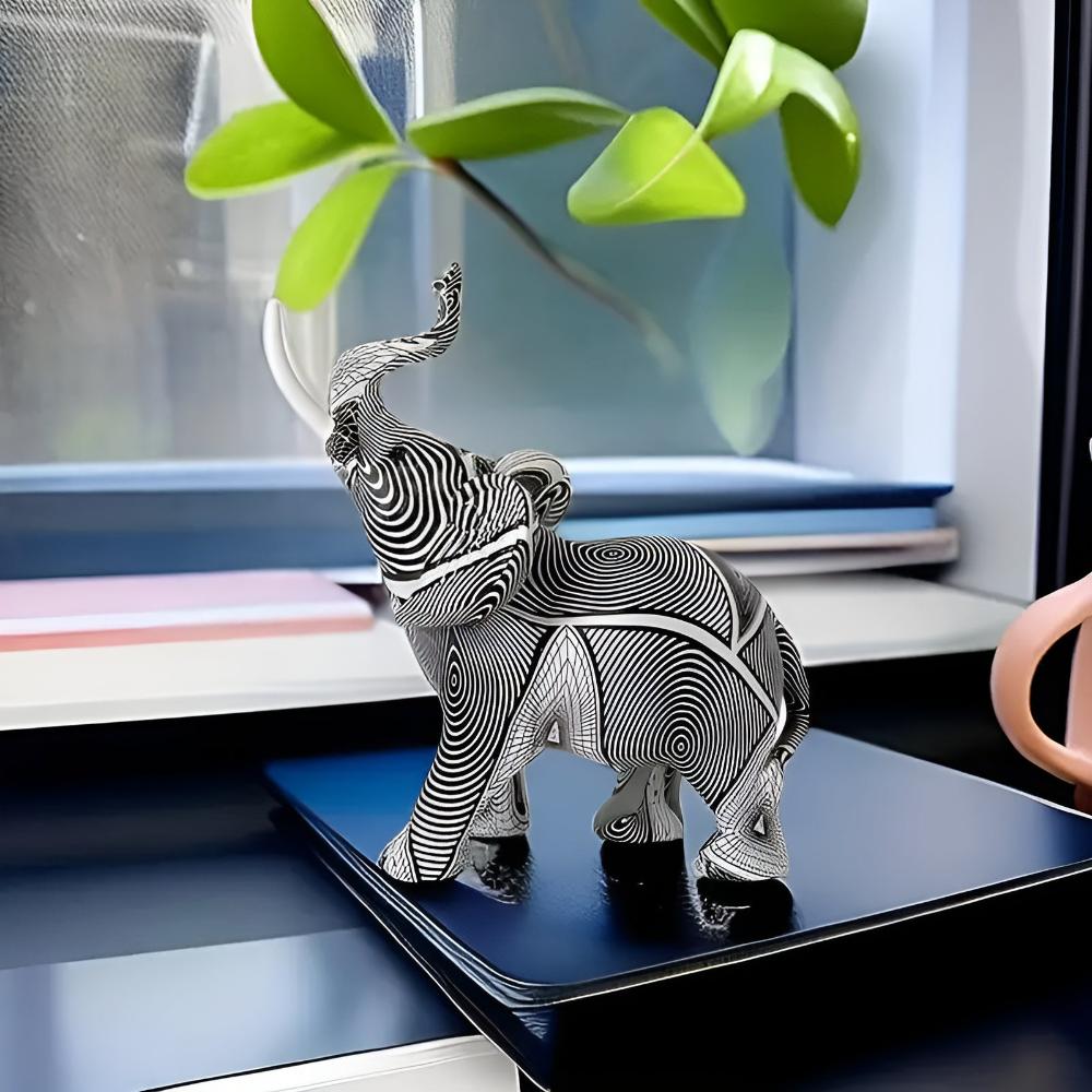 Harmony Twist | Spiral Elephant Sculpture in Black & White