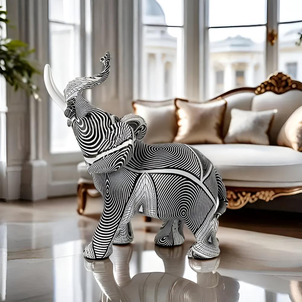 Harmony Twist | Spiral Elephant Sculpture in Black & White