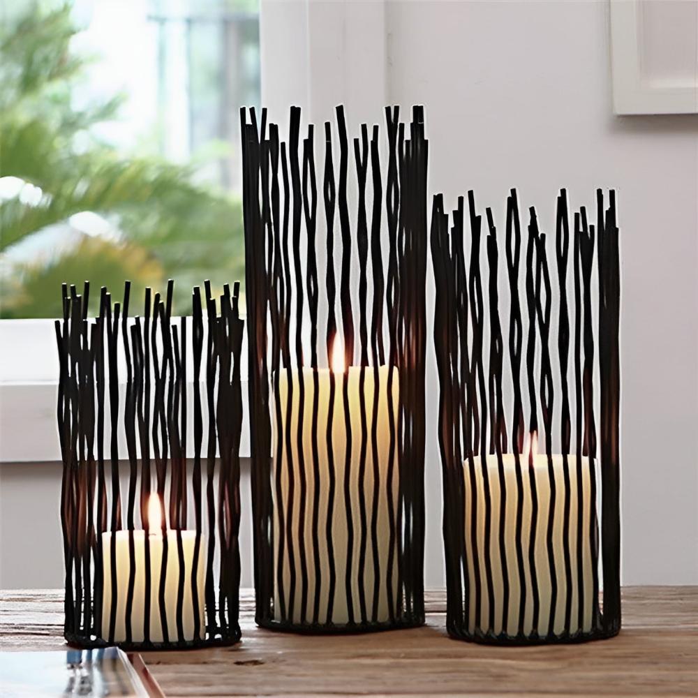 NoireGlow | Eleganter Kerzenhalter aus Schwarzem Eisen