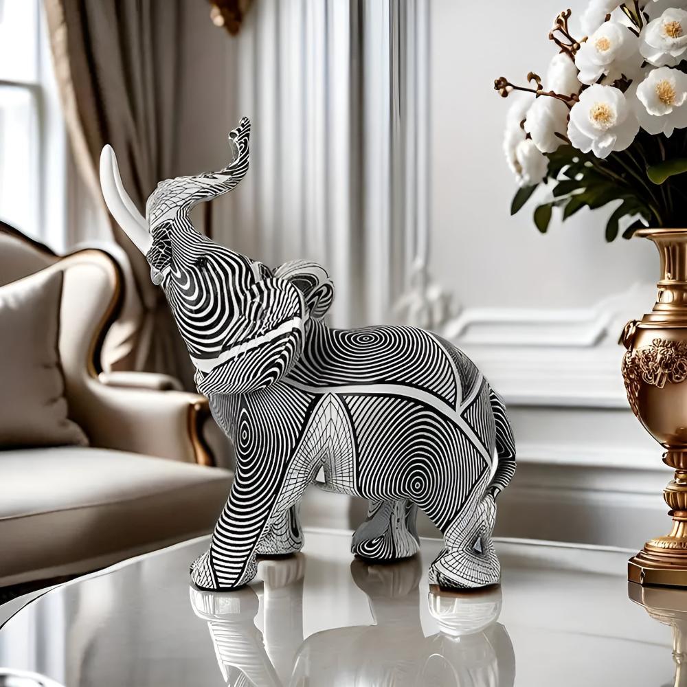 Harmony Twist | Spiral Elephant Sculpture in Black & White