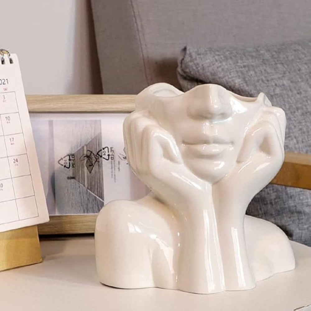 AriaMuse | Halbgesichts-Blumenvase mit künstlerischem Flair
