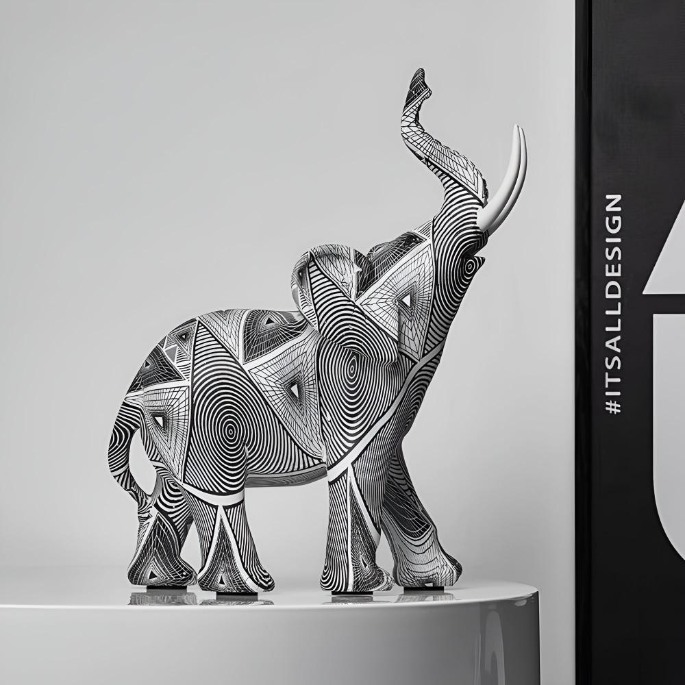 Harmony Twist | Spiral Elephant Sculpture in Black & White
