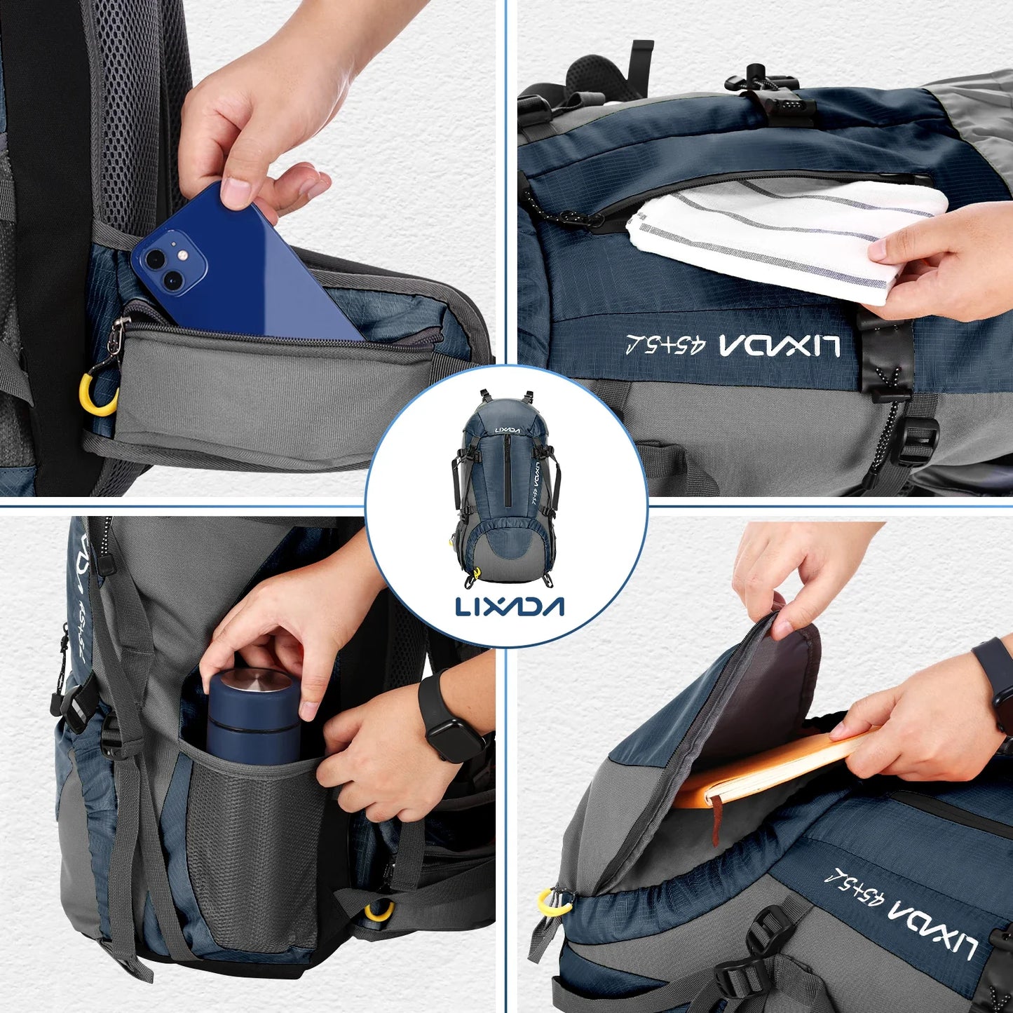 50L Wasserdichter Rucksack mit Regenhülle – Strapazierfähiges Campingzubehör für Klettern und Trekking
