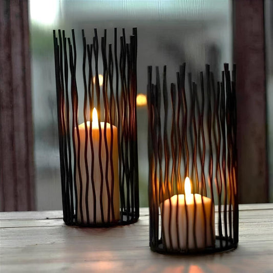 NoireGlow | Eleganter Kerzenhalter aus Schwarzem Eisen