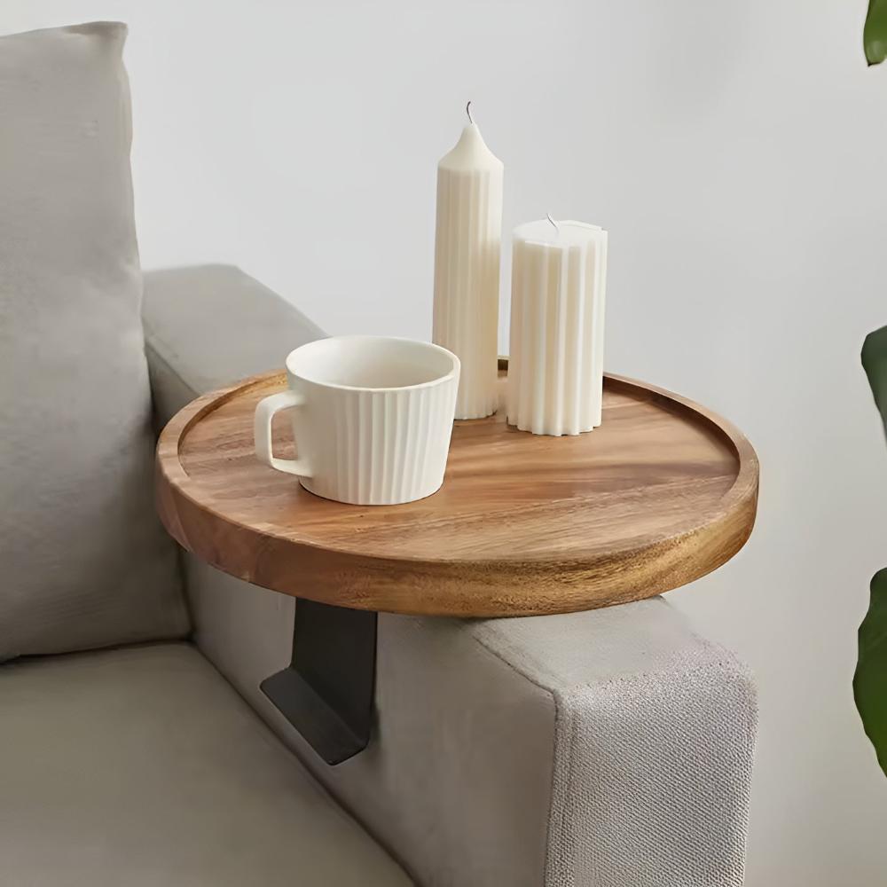 Clip-On Walnuss Tablett – Praktische Eleganz für jeden Raum