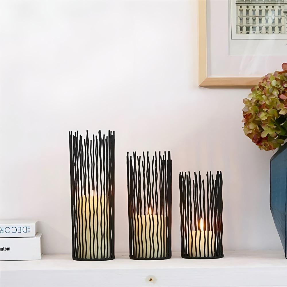 NoireGlow | Eleganter Kerzenhalter aus Schwarzem Eisen