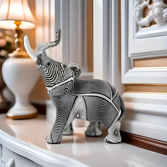 Harmony Twist | Spiral Elephant Sculpture in Black & White