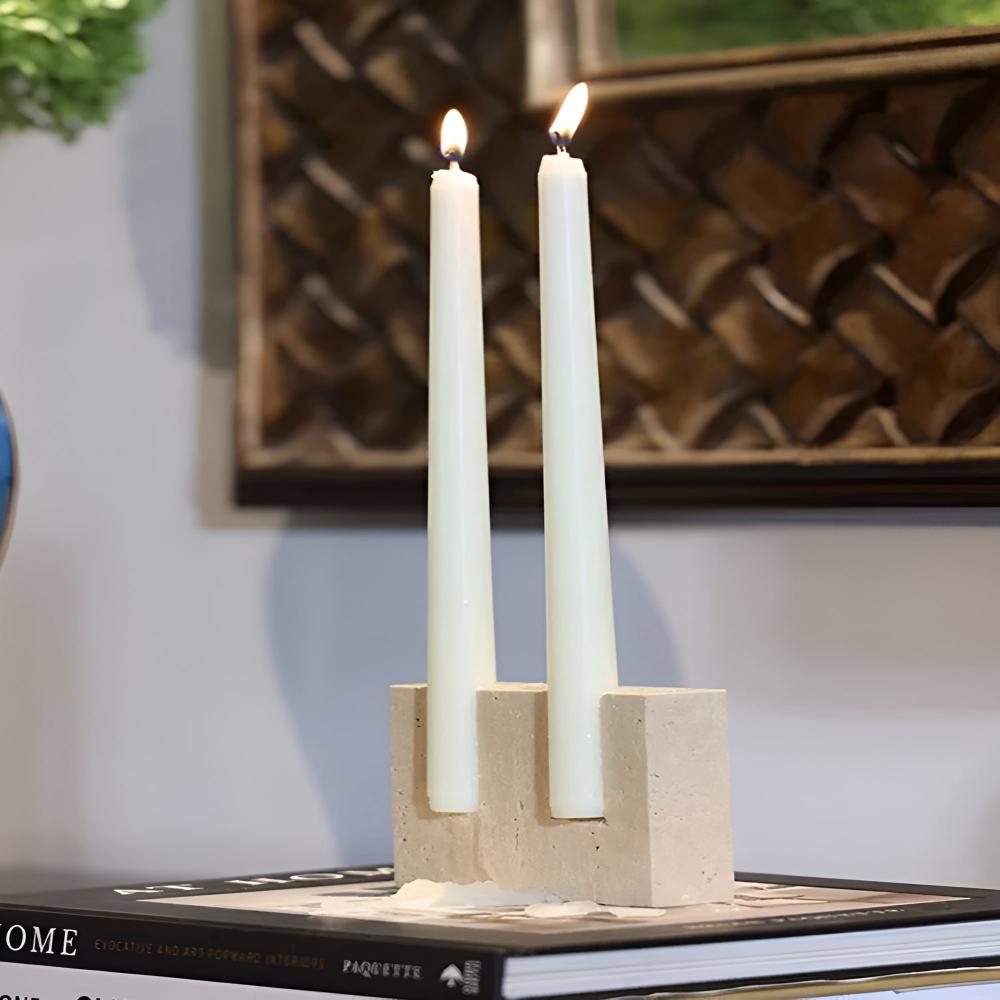 StoneGlow | Zeitloser Kerzenhalter aus Travertinstein