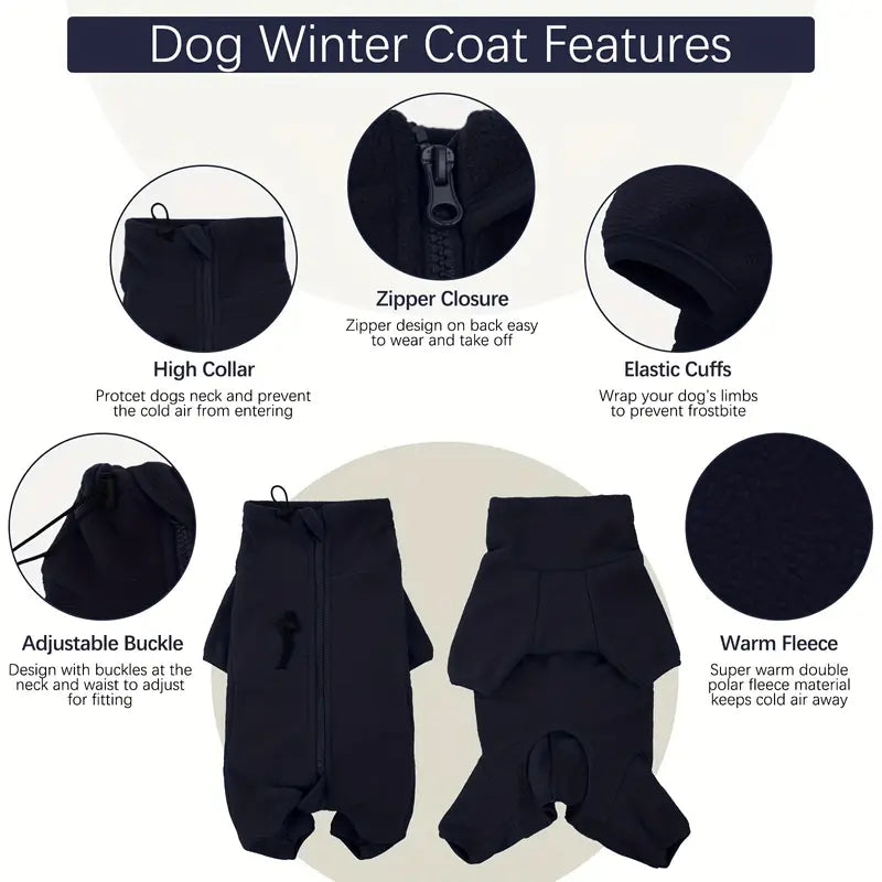 Winddichter Wintermantel für Hunde – Warmer Ganzkörper-Pyjama für Kalte Tage