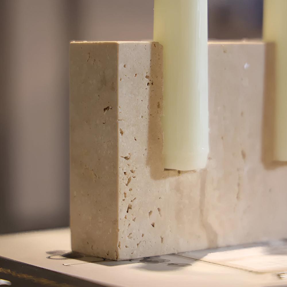 StoneGlow | Zeitloser Kerzenhalter aus Travertinstein