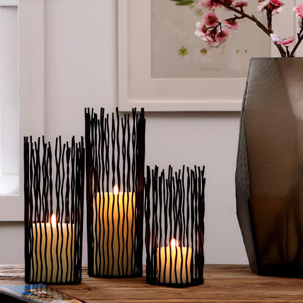 NoireGlow | Eleganter Kerzenhalter aus Schwarzem Eisen