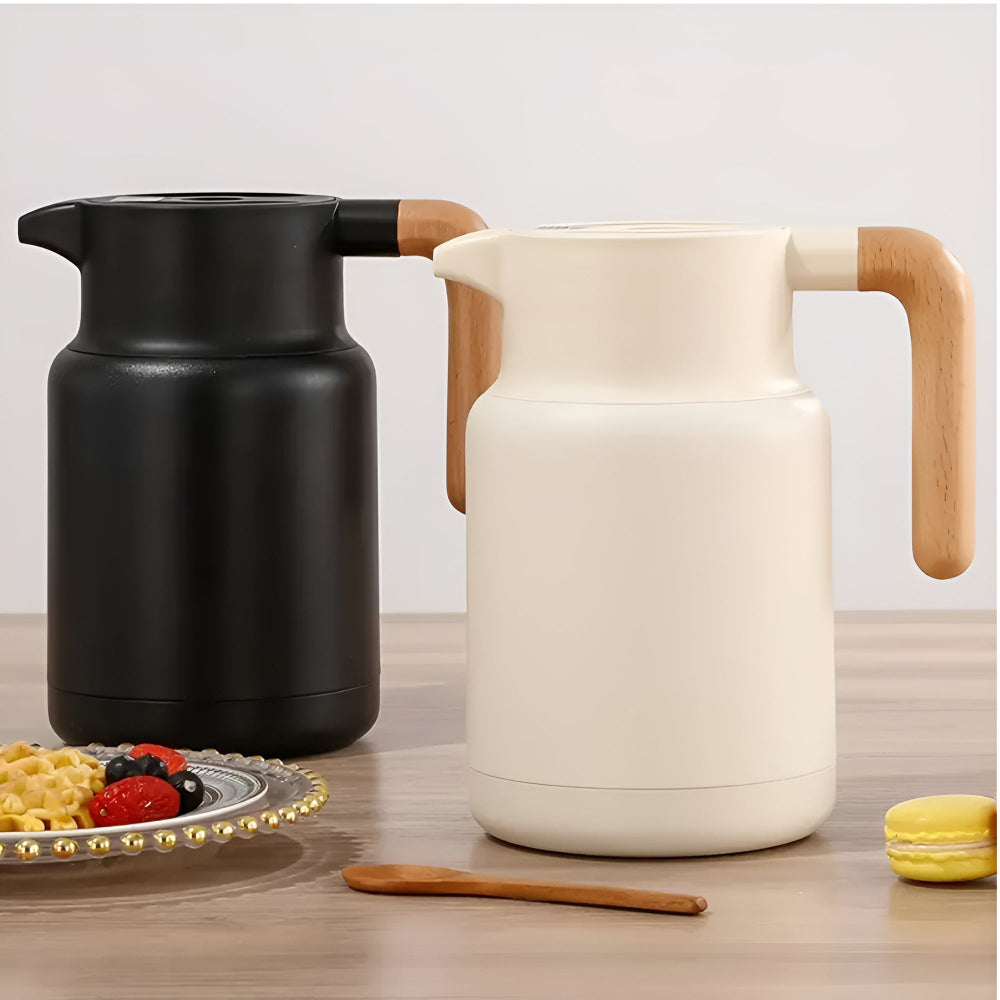 Thermische Kaffeekanne mit Holzgriff