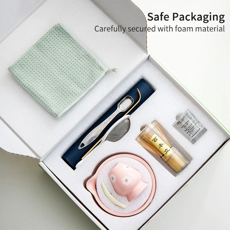 Vollständiges 10-teiliges japanisches Matcha-Teeset – Inklusive Schale, Bambusbesen und Teelöffel – Perfektes Geschenkset für Teeliebhaber