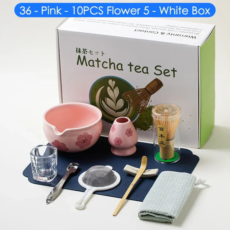 Vollständiges 10-teiliges japanisches Matcha-Teeset – Inklusive Schale, Bambusbesen und Teelöffel – Perfektes Geschenkset für Teeliebhaber