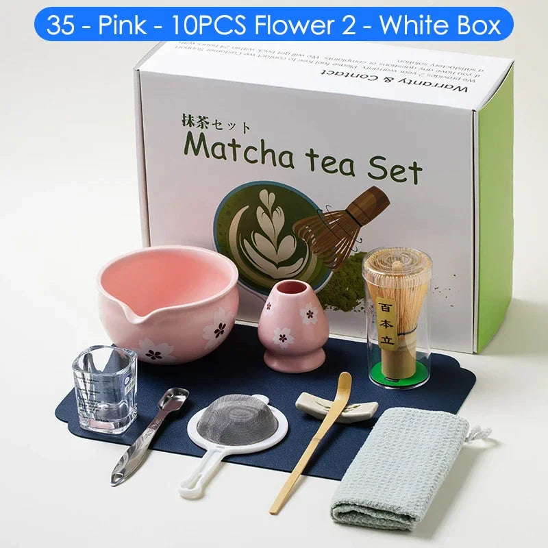 Vollständiges 10-teiliges japanisches Matcha-Teeset – Inklusive Schale, Bambusbesen und Teelöffel – Perfektes Geschenkset für Teeliebhaber