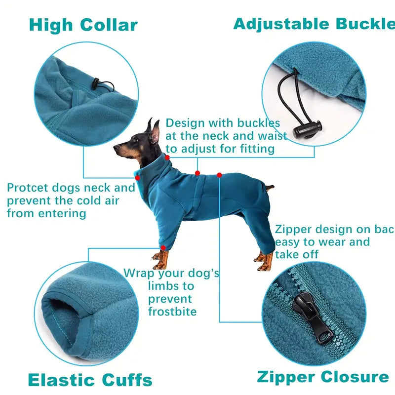 Winddichter Wintermantel für Hunde – Warmer Ganzkörper-Pyjama für Kalte Tage