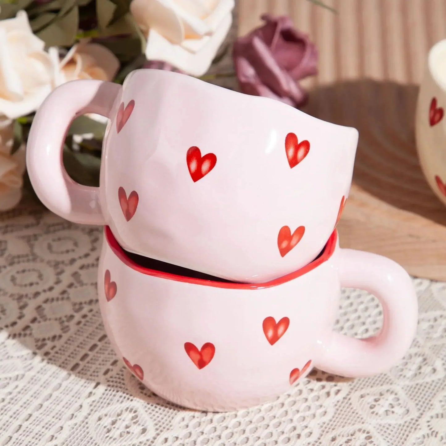 LoveCup | Romantische Keramiktasse mit Herzmotiv